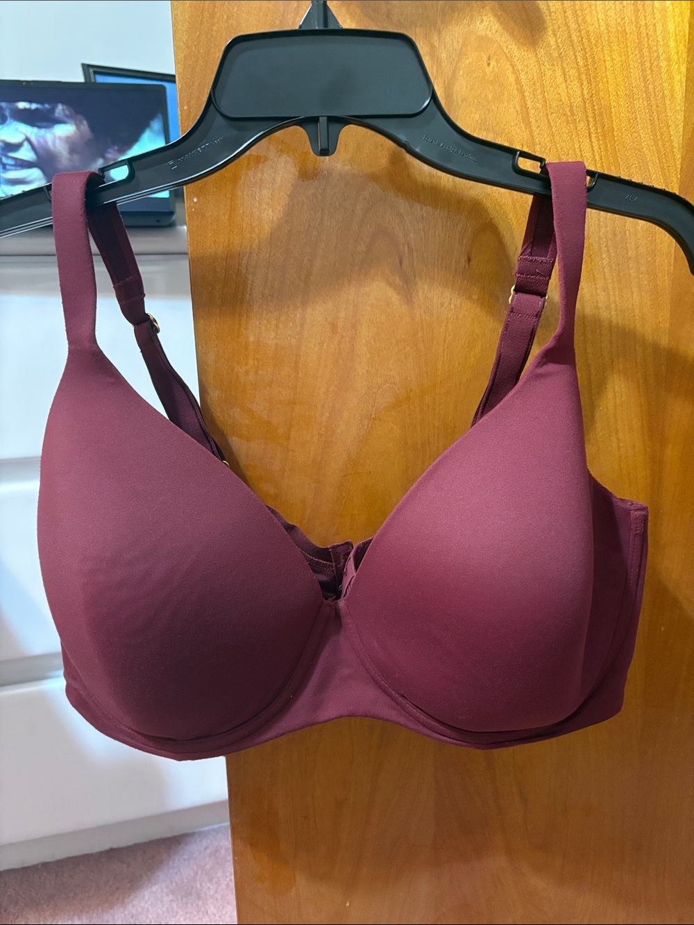 Wireless T-Shirt Bra in Charcoal Gray + Burgundy Women Intimates